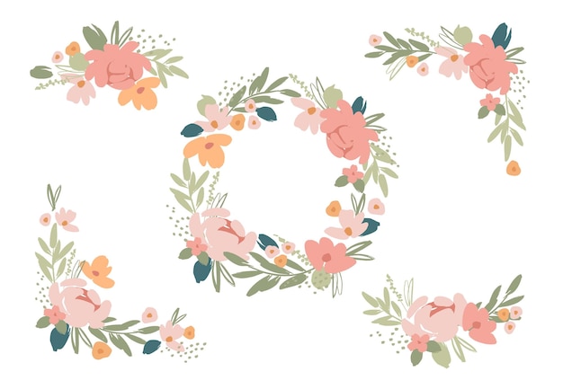 Vecteur design floral isolé vectoriel avec de mignons fleurs