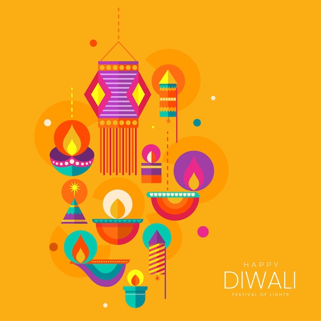 Design De Fond Créatif Joyeux Diwali Festival Avec Illustration De Lampes Colorées