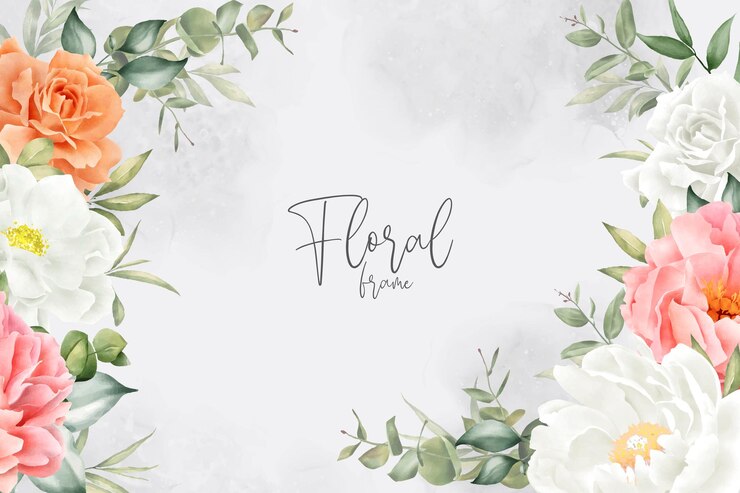 Design de fond floral aquarelle élégant avec pivoine et feuilles dessinées à la main