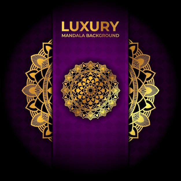 Design De Fond De Mandala De Luxe De Couleur Dorée Premium Avec Vecteur