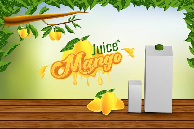 Vecteur design de fond de publicité annonces de jus de mangue bannière