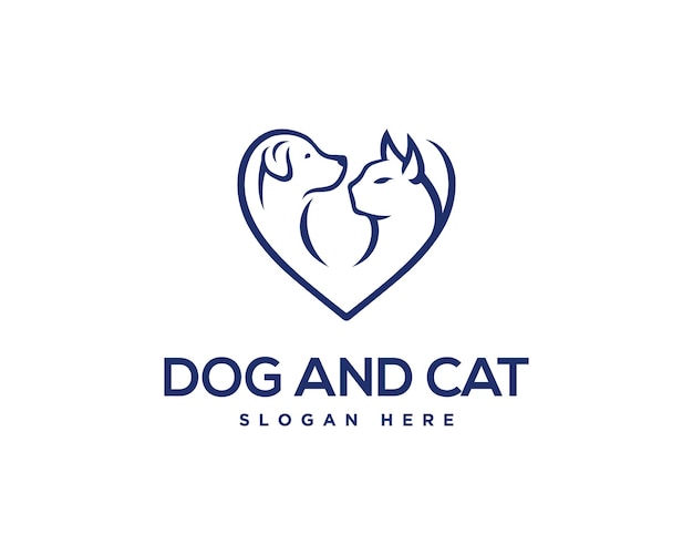 Le design de l'icône du logo de l'amant du chien et du chat est un modèle vectoriel moderne