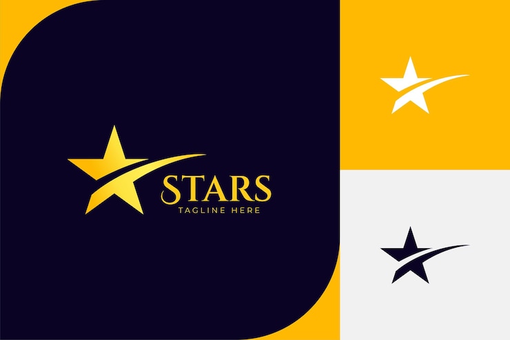 Vecteur le design de l'icône du logo gold star de luxe est un modèle de logo élégant de l'étoile montante