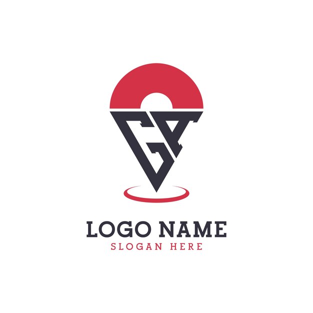 Design d'icône d'emplacement GA Logo moderne GA Pinpoint pour les applications de cartes de navigation et les entreprises basées sur l'emplacement