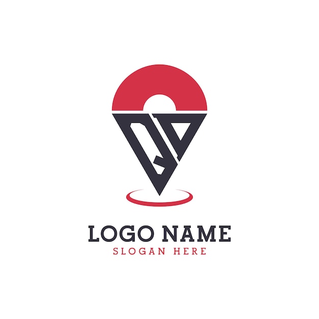 Design d'icône d'emplacement QD Logo moderne QD Pinpoint pour les applications de cartes de navigation et les entreprises basées sur l'emplacement
