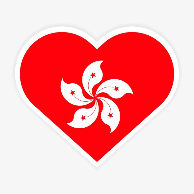 Vecteur design d'icône vectorielle du drapeau national de hong kong le drapeau de hong kong en forme de cœur