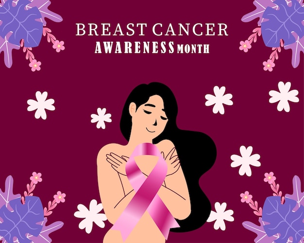 Design d'illustration vectorielle du mois de sensibilisation au cancer du sein pour affiche et bannière des médias sociaux
