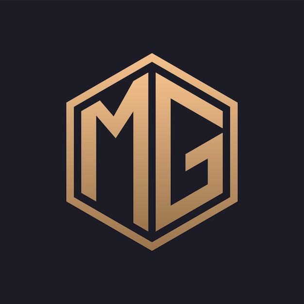 Vecteur design initial du logo de mg avec une lettre hexagonale élégante et un modèle de logo de mg luxueux