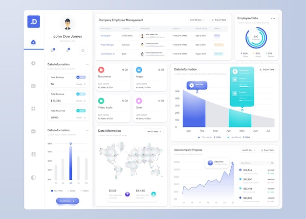 Design d'interface utilisateur avec graphiques, graphiques et diagrammes Template d'interface Web