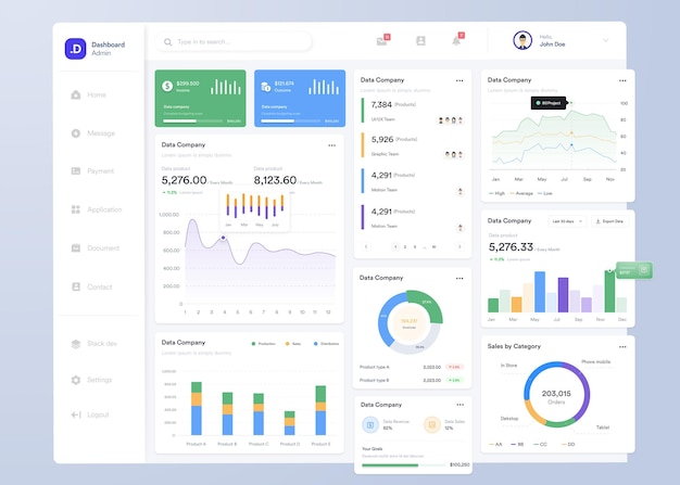 Design d'interface utilisateur avec graphiques, graphiques et diagrammes Template d'interface Web