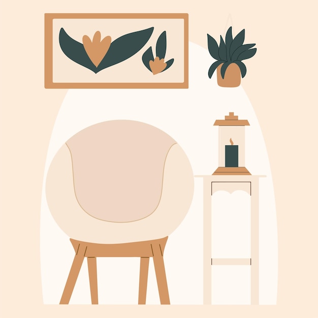 Vecteur design d'intérieur de pièce de style scandinave illustration vectorielle