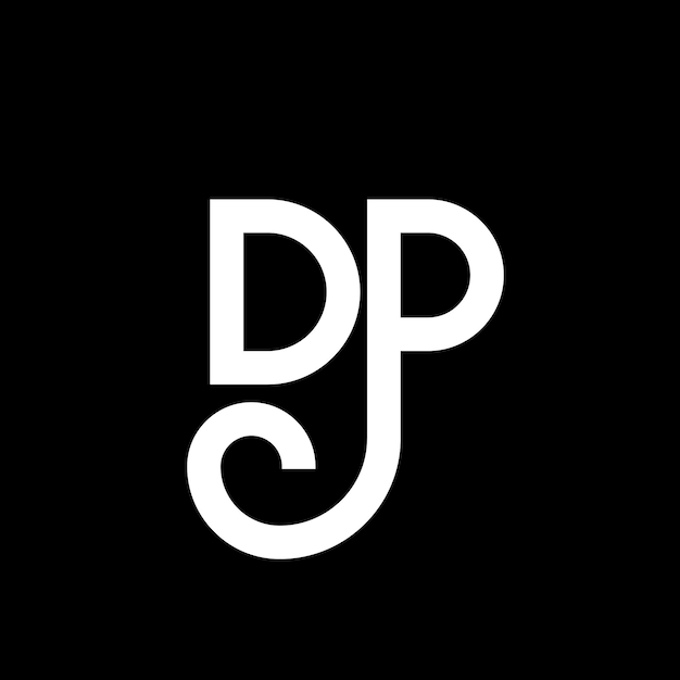 Design de lettre DP sur fond noir, initiales créatives DP, concept de lettre DP, design de lettre blanche DP, logo sur fond noir.