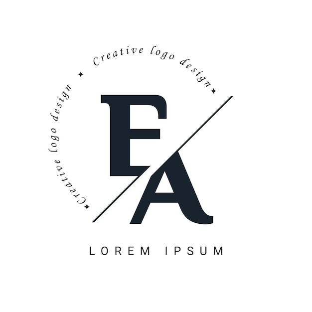 Design de lettre du logo EA avec une coupe créative Design de logo créatif