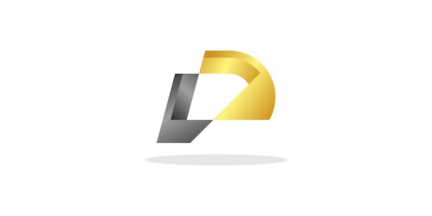 Vecteur design de lettre ld avec affichage 3d moderne, et avec un mélange de couleurs or et argent pour qu'il ressemble