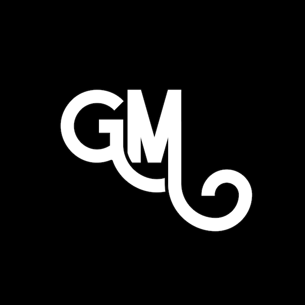Vecteur design de lettre de logo gm sur fond noir gm initiales créatives concept de logo de lettre gm design de lettre blanche gm logo sur fond noir g m g m
