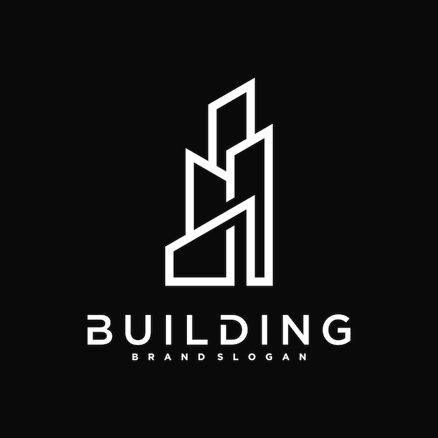 Design de logo de bâtiment et de construction simple Construction d'appartements et de symboles d'architecte Premium Vector