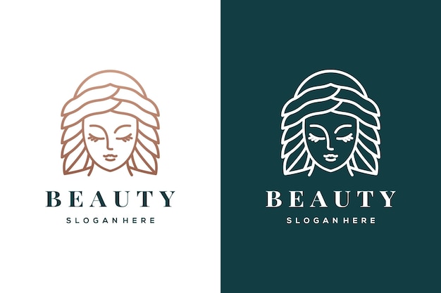 Vecteur design de logo de beauté féminine pour salon de coiffure et modèle de design de spa