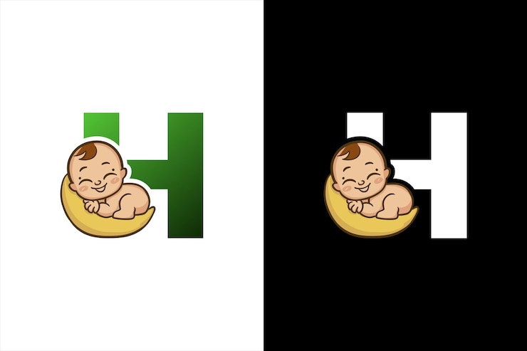 Vecteur design de logo créatif simple lettre h sommeil de bébé logo de lettre h avec modèle d'icône de sommeil du bébé