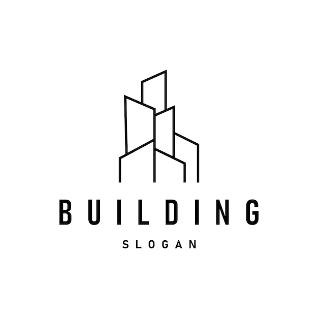 Design de logo d'immeuble de grande hauteur avec concept de construction d'appartements immobiliers illustration de modèle simple