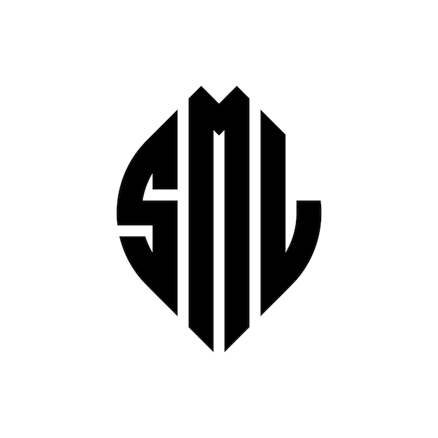 Design de logo de lettre de cercle SML avec forme de cercle et d'ellipse Lettres d'élipse SML avec style typographique Les trois initiales forment un logo de cercle L'emblème du cercle abstract du monogramme lettre marque vecteur