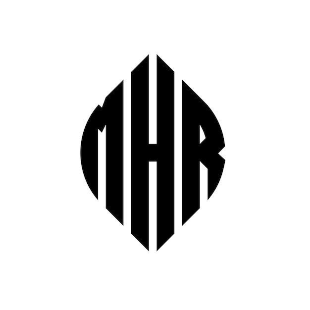 Vecteur design de logo de lettre circulaire mhr avec forme de cercle et d'ellipse lettres ellipsées mhr avec style typographique les trois initiales forment un logo circulaire emblème de cercle mhr monogramme abstrait lettres marque vector