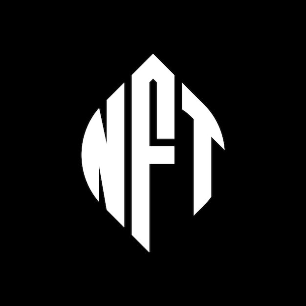 Design de logo de lettre circulaire NFT avec forme de cercle et d'ellipse Lettres ellipses NFT avec style typographique Les trois initiales forment un logo circulaire Emblème de cercle NFT Monogramme abstrait Lettres Marque Vector