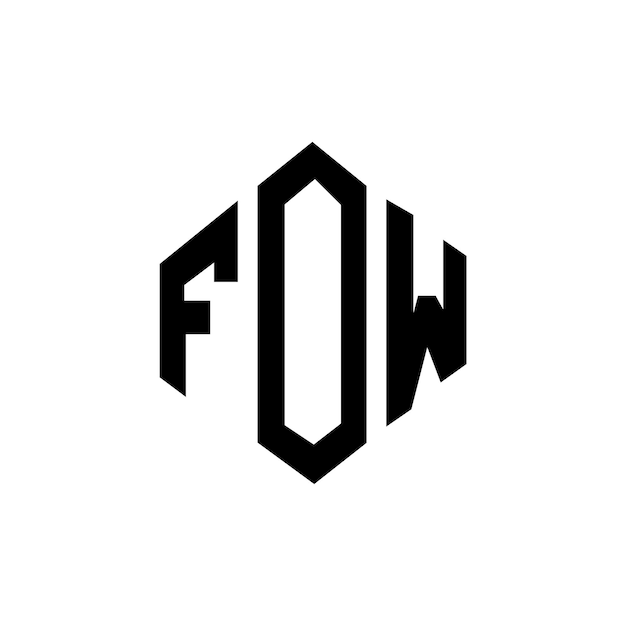 Vecteur design de logo de lettre fow avec forme de polygone fow polygon et forme de cube design de logo fow hexagone modèle de logo vectoriel couleurs blanc et noir fow monogramme logo d'entreprise et immobilier