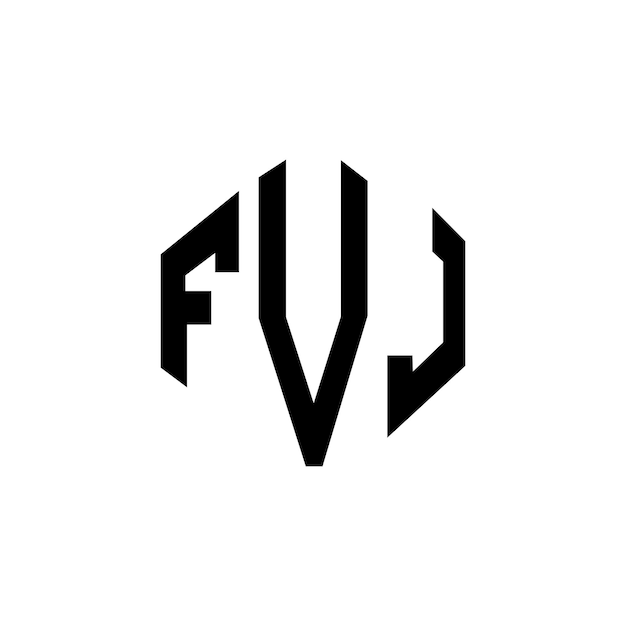 Vecteur design de logo de lettre fvj avec forme de polygone fvj polygon et forme de cube design de logo fvj hexagone modèle de logo vectoriel couleurs blanc et noir fvj monogramme logo d'entreprise et immobilier