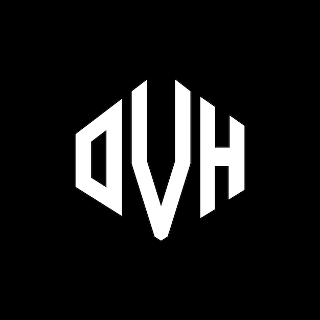Vecteur design de logo de lettre ovh avec forme de polygone ovh polygon et forme de cube design de logo ovh hexagone modèle de logo vectoriel couleurs blanc et noir ovh monogramme logo d'entreprise et immobilier ovh