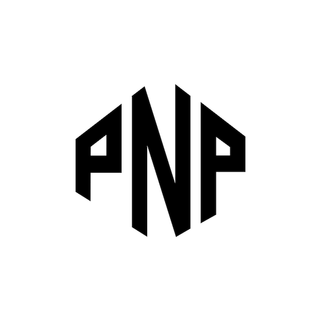 Vecteur design de logo de lettre pnp avec forme de polygone pnp polygon et forme de cube design de logo pnp hexagone modèle de logo vectoriel couleurs blanches et noires pnp monogramme logo d'entreprise et immobilier