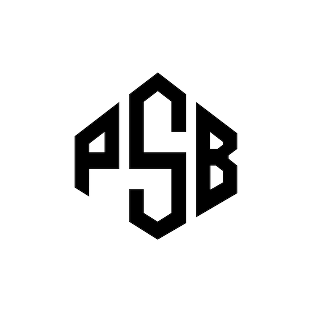 Design de logo de lettre PSB avec forme de polygone PSB polygone et forme de cube design de logo PSB hexagone modèle de logo vectoriel couleurs blanc et noir PSB monogramme logo d'entreprise et immobilier