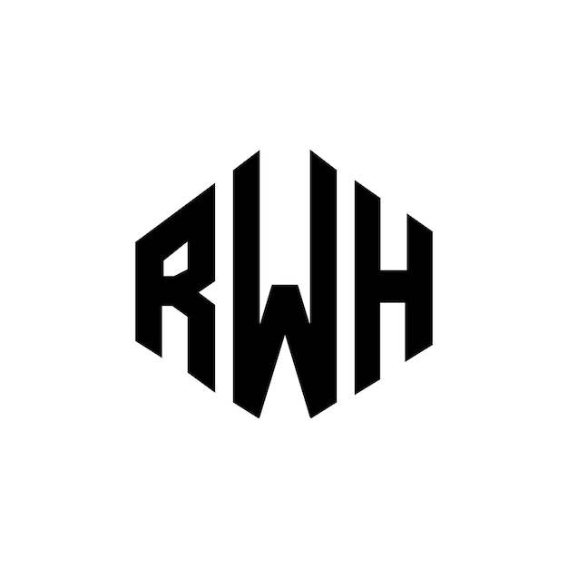 Vecteur design de logo de lettre rwh avec forme de polygone rwh design de logo en forme de polygon et de cube rwh modèle de logo vectoriel hexagonal couleurs blanc et noir rwh monogramme logo d'entreprise et immobilier