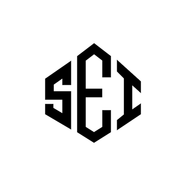 Design de logo de lettre SEI avec forme de polygone SEI polygone et forme de cube design de logo SEI hexagone modèle de logo vectoriel couleurs blanc et noir logo SEI monogramme d'affaires et immobilier