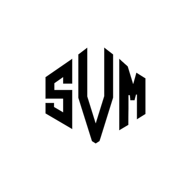 Vecteur design de logo de lettre svm avec forme de polygone svm polygone et forme de cube design de logo svm hexagone modèle de logo vectoriel couleurs blanc et noir svm monogramme logo d'entreprise et immobilier