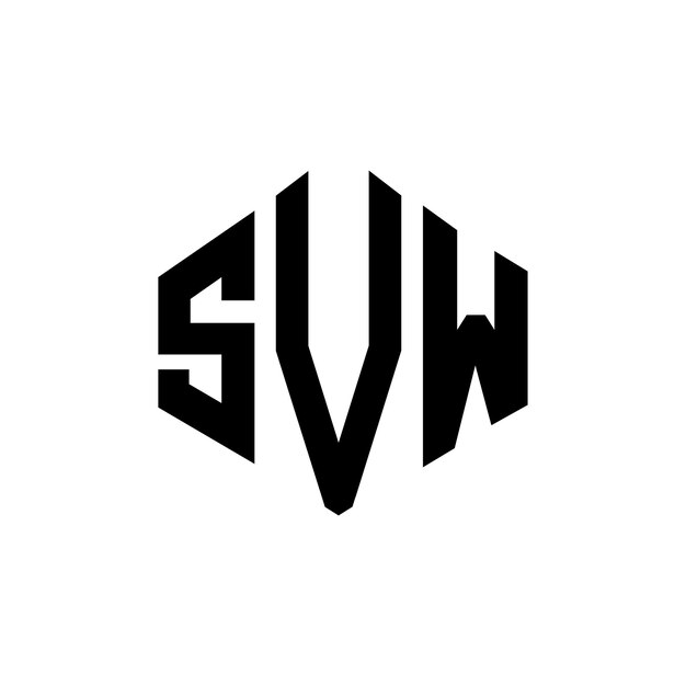Design de logo de lettre SVW avec forme de polygone SVW design de logo en forme de polygon et de cube SVW modèle de logo vectoriel hexagonal couleurs blanc et noir SVW monogramme logo d'entreprise et immobilier