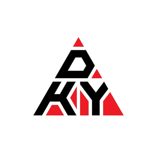 Vecteur design de logo de lettre triangulaire dky avec forme de triangle dky design de logo triangulaire monogramme dky modèle de logo vectoriel triangulaire avec couleur rouge dky logo triangular simple logo élégant et luxueux