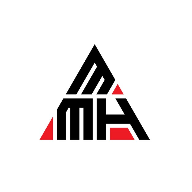 Vecteur design de logo de lettre triangulaire mmh avec forme de triangle mmh design de logo triangulaire monogramme mmh modèle de logo vectoriel triangulaire avec couleur rouge mmh logo triangular simple logo élégant et luxueux