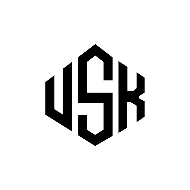 Design de logo de lettre USK avec forme de polygone USK polygon et forme de cube design de logo de vecteur d'hexagone USK modèle de logo de couleurs blanches et noires USK monogramme logo d'entreprise et immobilier