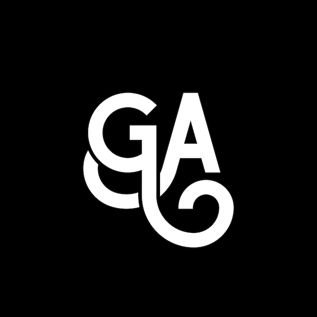 Design De Logo En Lettres Ga Sur Fond Noir Ga Initiales Créatives Concept De Logo De Lettre Ga Design De Lettres Ga Design En Lettres Blanches Sur Fond Noir G A G A Logo