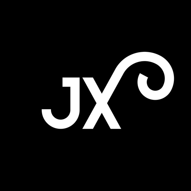 Vecteur design de logo en lettres jx sur fond noir jx initiales créatives concept de logo de lettre jx design de lettre jx design de lettre blanche sur fond noir logo j x j x