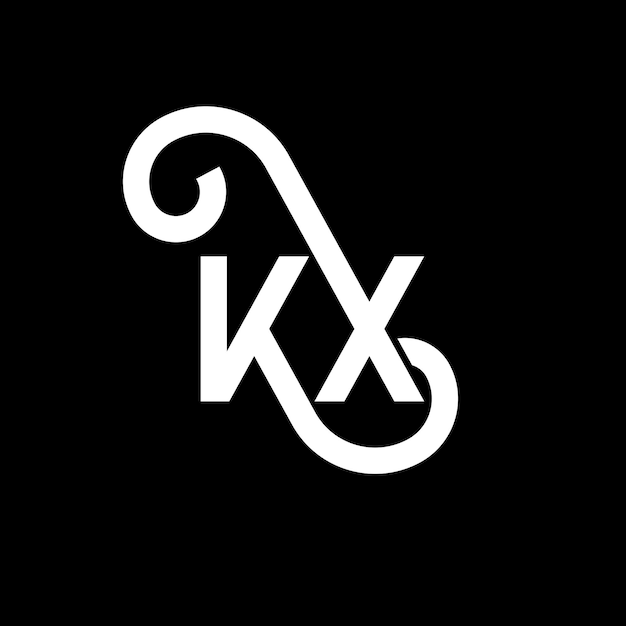 Vecteur design de logo en lettres kx sur fond noir kx initiales créatives concept de logo en lettre kx design de lettres kx design en lettres blanches sur fond noir
