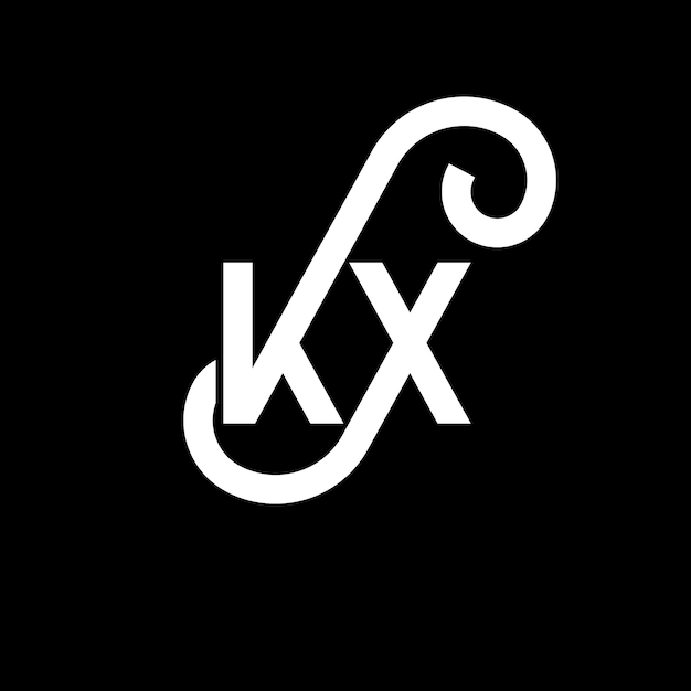 Vecteur design de logo en lettres kx sur fond noir kx initiales créatives concept de logo en lettre kx design de lettres kx design en lettres blanches sur fond noir
