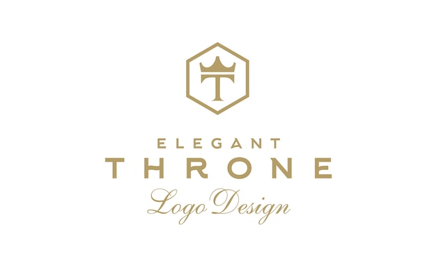 Design De Logo De Luxe Vintage Trone Avec T Et Couronne Initiales