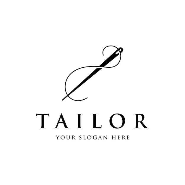 Vecteur design de logo sur mesure avec concept d'aiguille et de fillogo pour une boutique de vêtements sur mesure