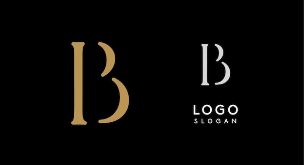 Design de logo minimaliste avec la lettre b en or sur fond noir pour la beauté et la mode des marques de luxe