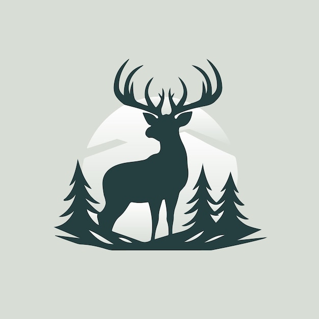 Design de logo moderne et élégant d'une illustration vectorielle de cerf avec un fond isolé