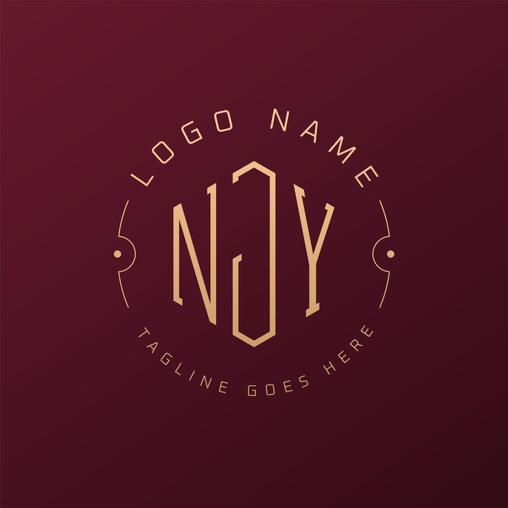 Vecteur design de logo njy de luxe lettre élégante njy monogramme logo minimaliste polygone template de conception de logo de njy