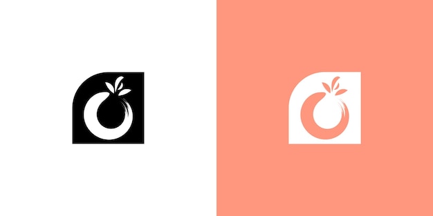 Vecteur design de logo de pêche simple avec un concept unique de logo de fruit au vecteur premium