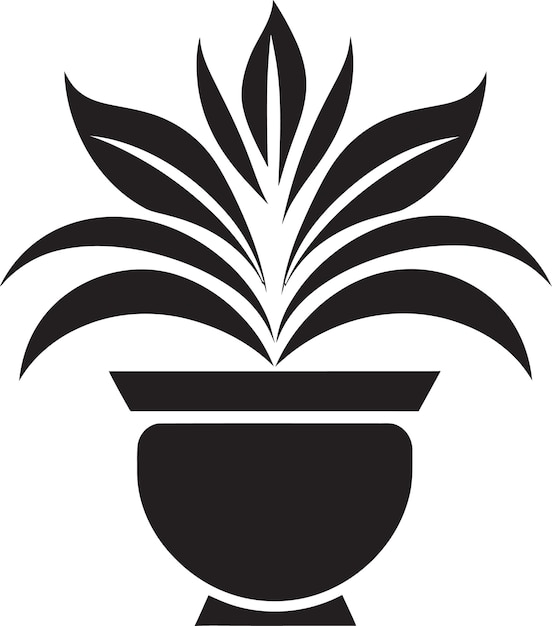 Vecteur design de logo de pot de plante élégant en monochrome essence élégante icône noire élégante avec de