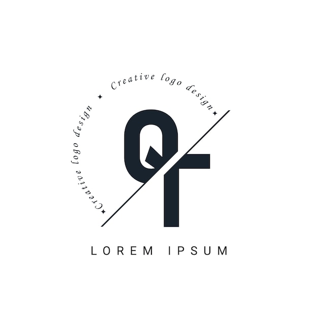 Vecteur design de logo qt avec une coupe créative design de logo créatif